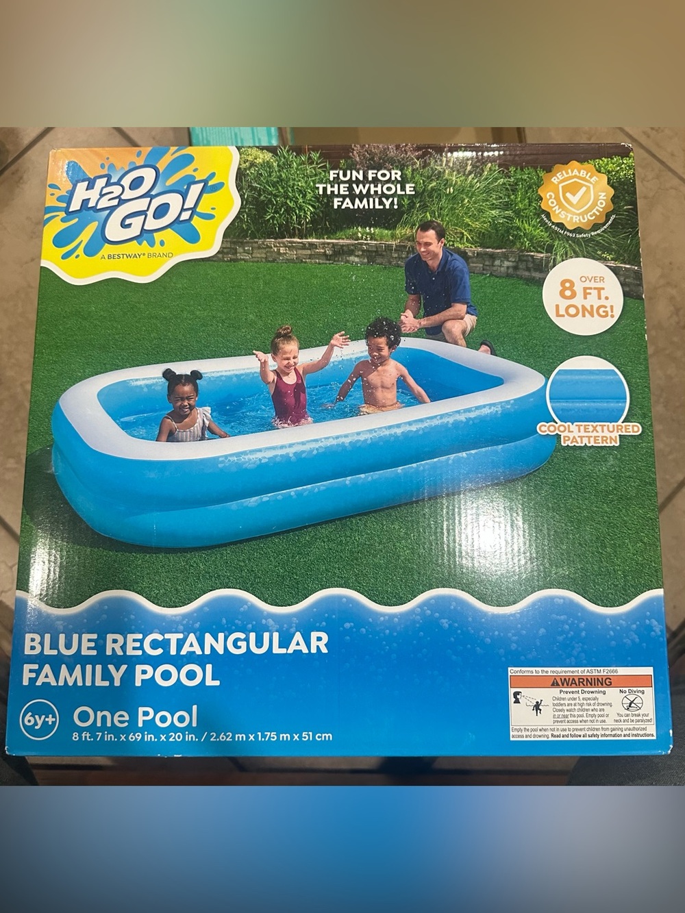 Bestway 8'7"x69"x20" H2OGO! Rectangular Inflatable Pool NEW